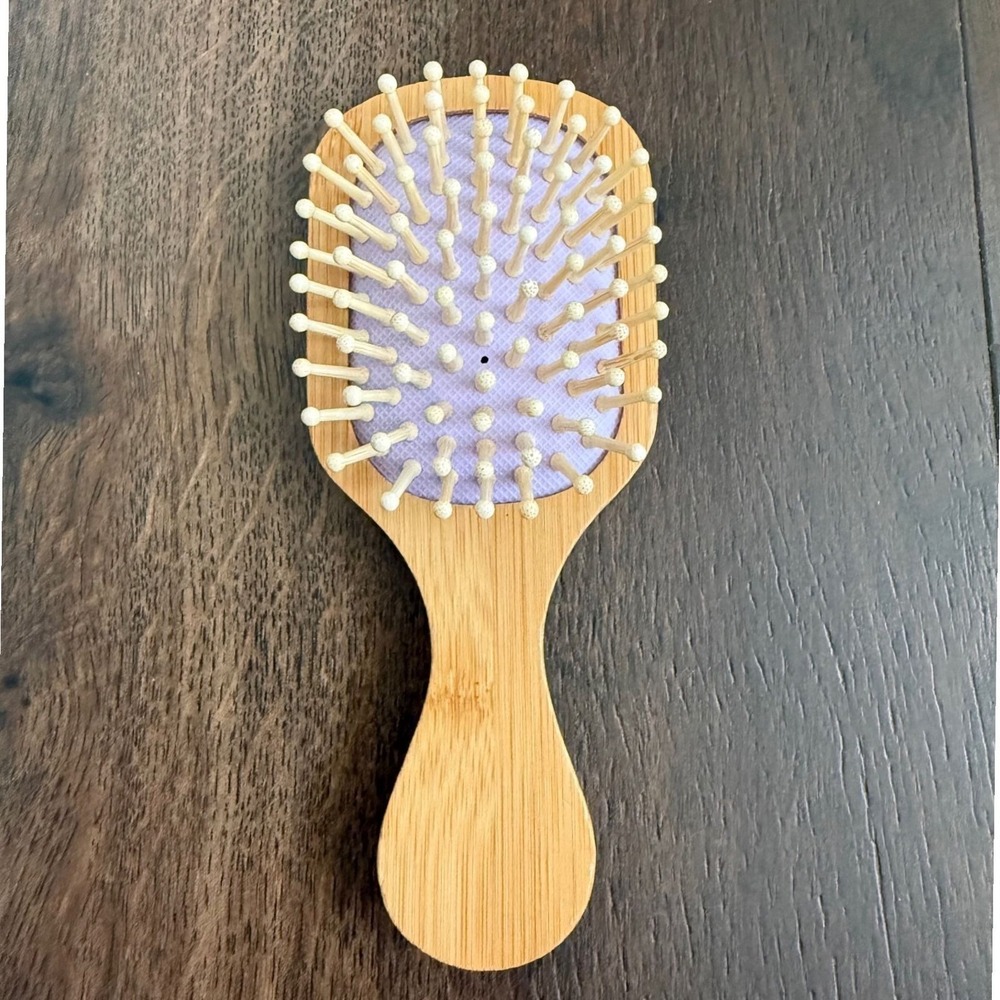 Bamboo Travel Hair Brush Small Purple NEW - Picture 1 of 3